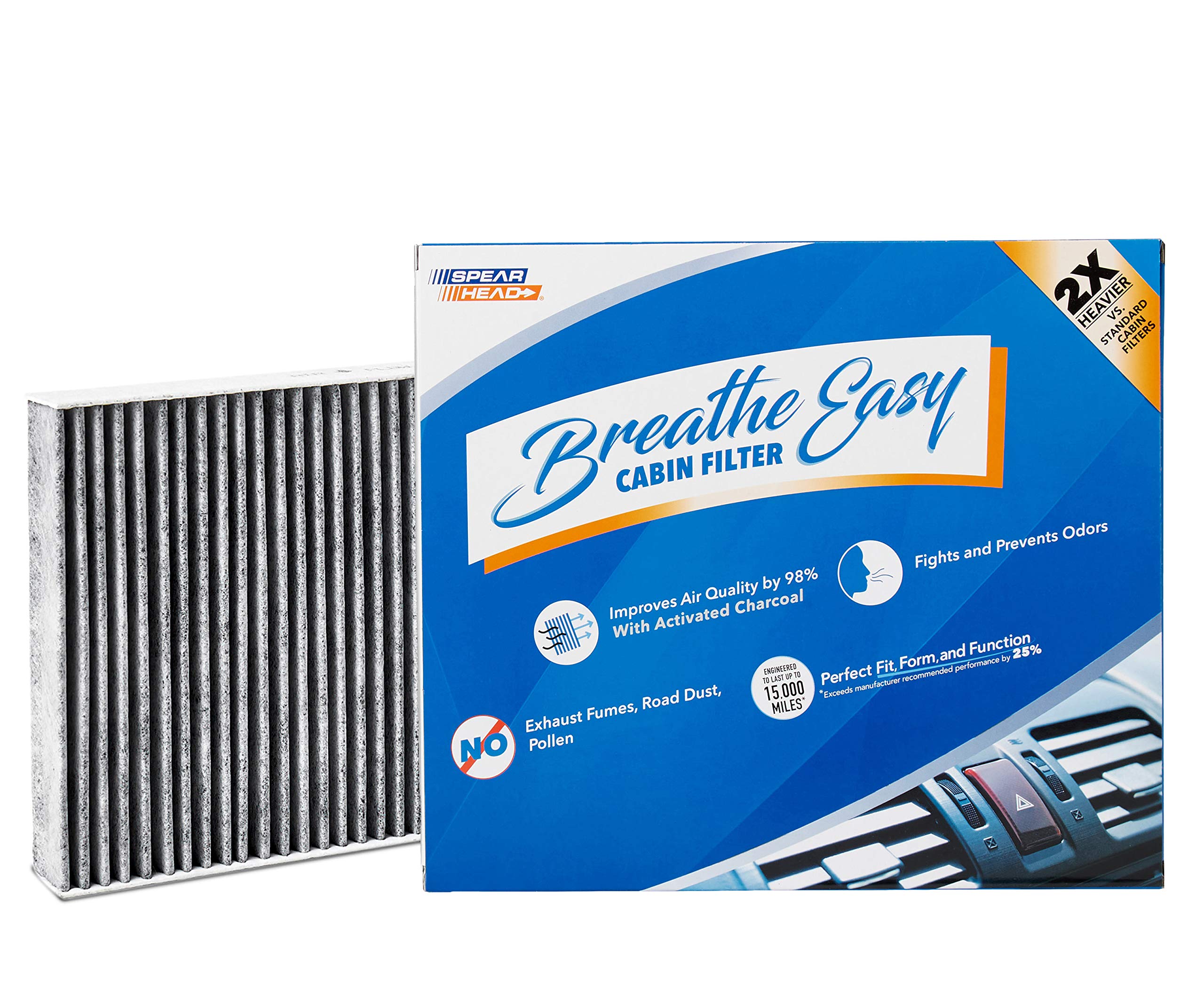 Spearhead Odor Defense Breathe Easy Ac & Heater Cabin Filter | Fits 2014-20 Rogue, 2017-22 Rogue Sport Like Oem | Up To 25% Longer Lasting W/Activated Carbon (Be-854)