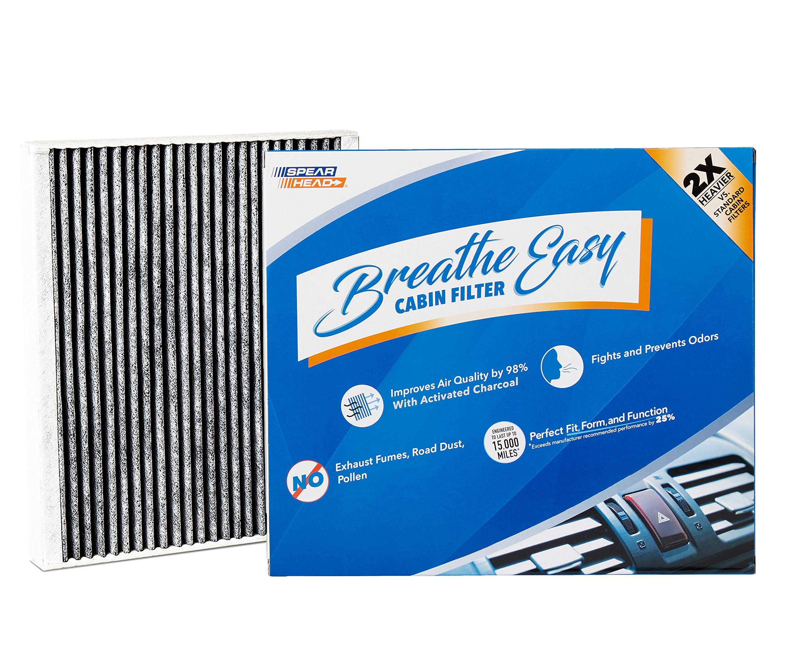Spearhead Odor Defense Breathe Easy Ac & Heater Cabin Filter | Fits 08-11 Accent, 07-16 Elantra/13-14 Coupe/13-17 Gt, 14-18 Forte/5, 14-16 Koup | Up To 25% Longer Lasting W/Activated Carbon (Be-728)