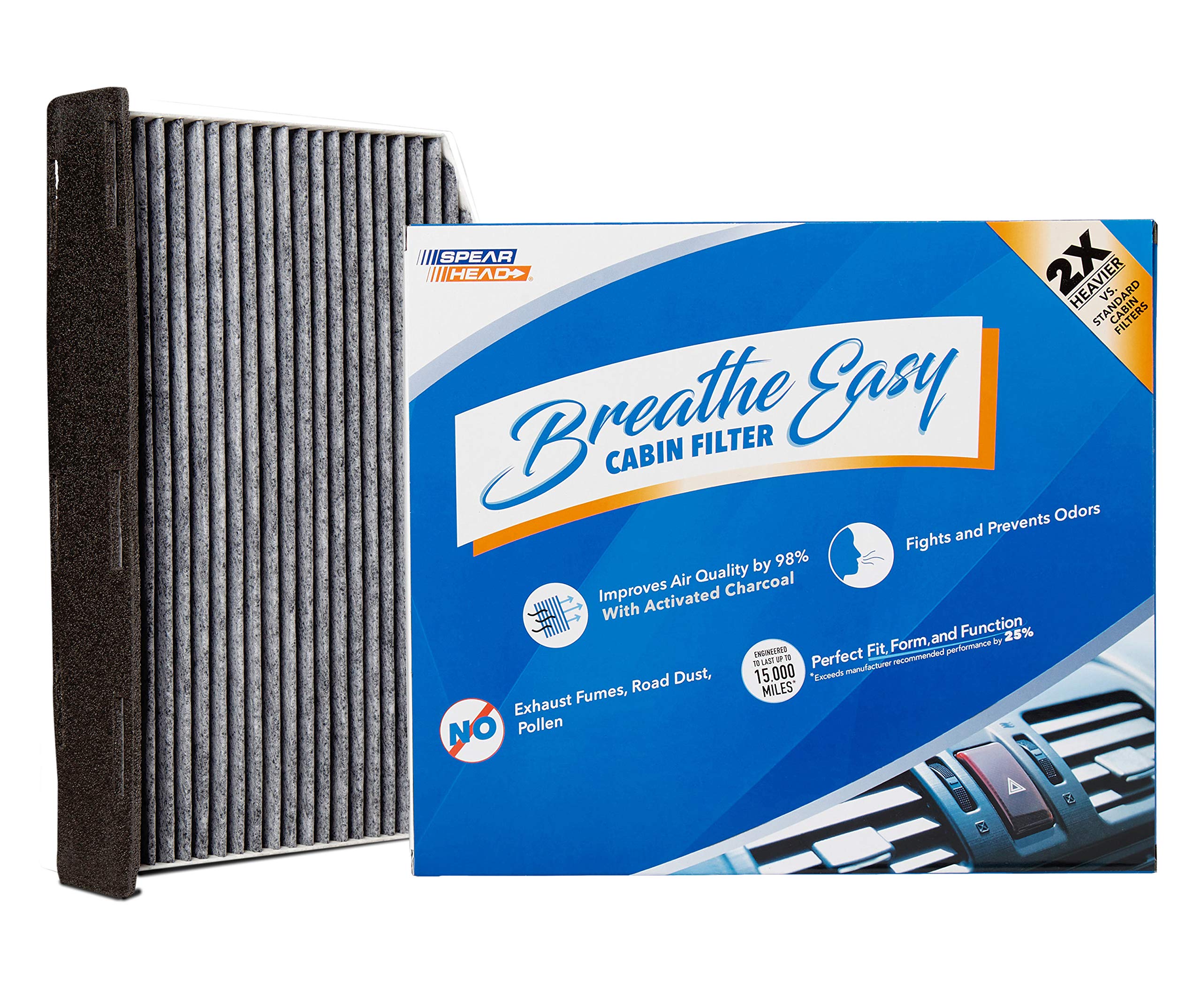 Spearhead Odor Defense Breathe Easy Ac & Heater Cabin Filter | Fits Various 2006-22 Audi/Vw Like Oem | Up To 25% Longer Lasting W/Activated Carbon (Be-373)