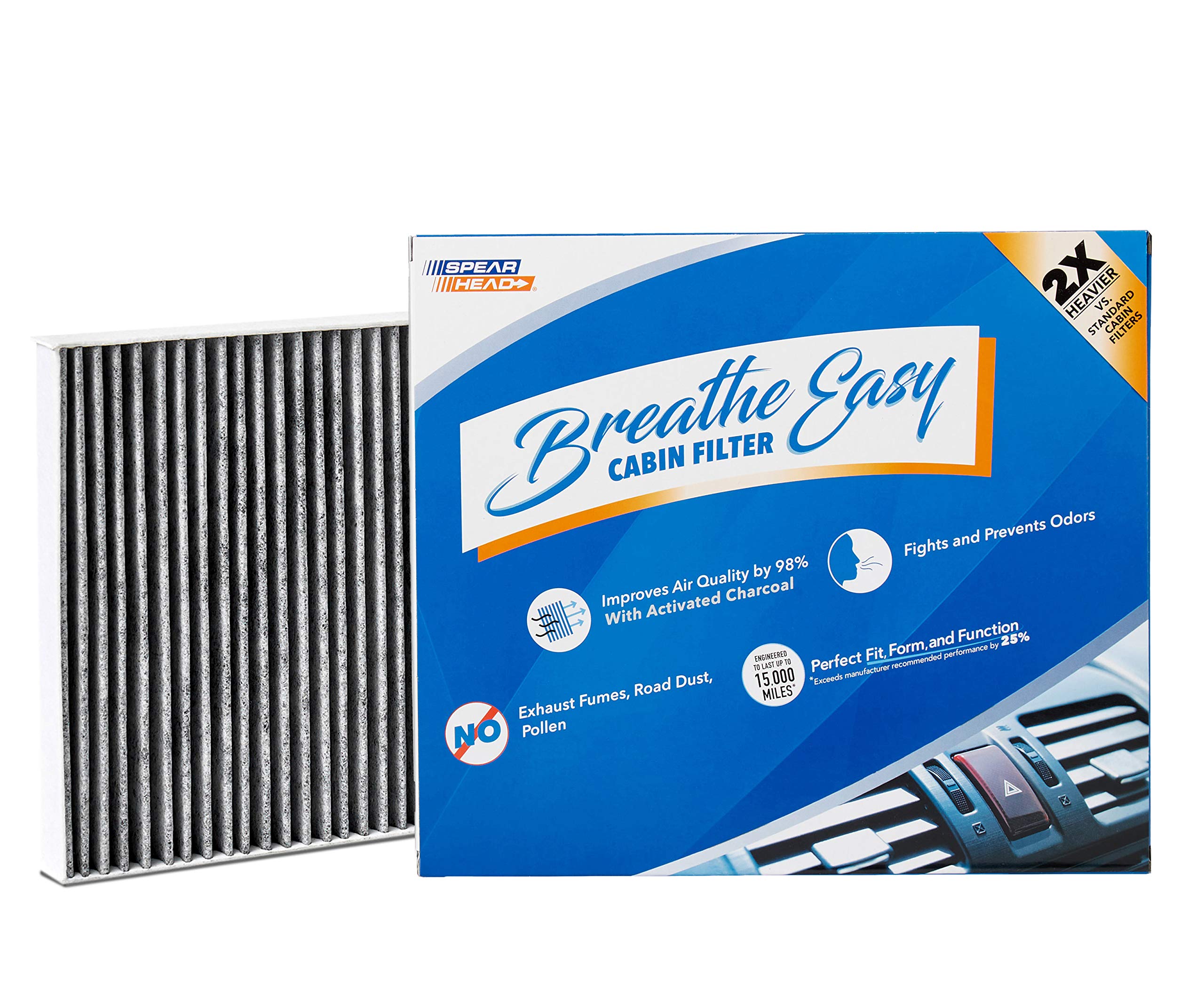 Spearhead Odor Defense Breathe Easy Ac & Heater Cabin Filter | Fits 2011-23 300, 2011-23 Challenger, 2011-23 Charger Like Oem | Up To 25% Longer Lasting W/Activated Carbon (Be-668)