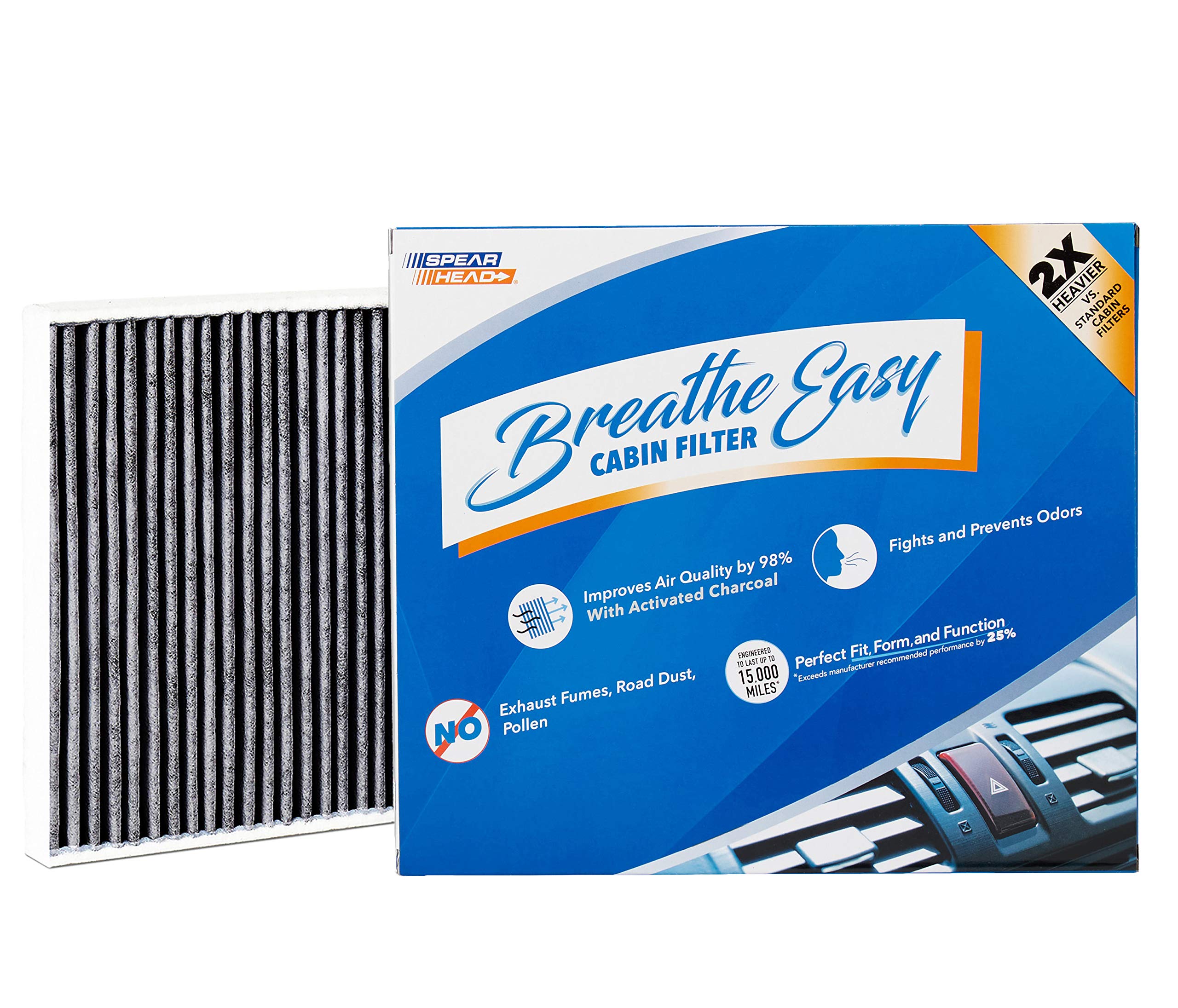 Spearhead Odor Defense Breathe Easy Ac & Heater Cabin Filter, Fits Like Oem, Up To 25% Longer Lasting W/Activated Carbon (Be-920)