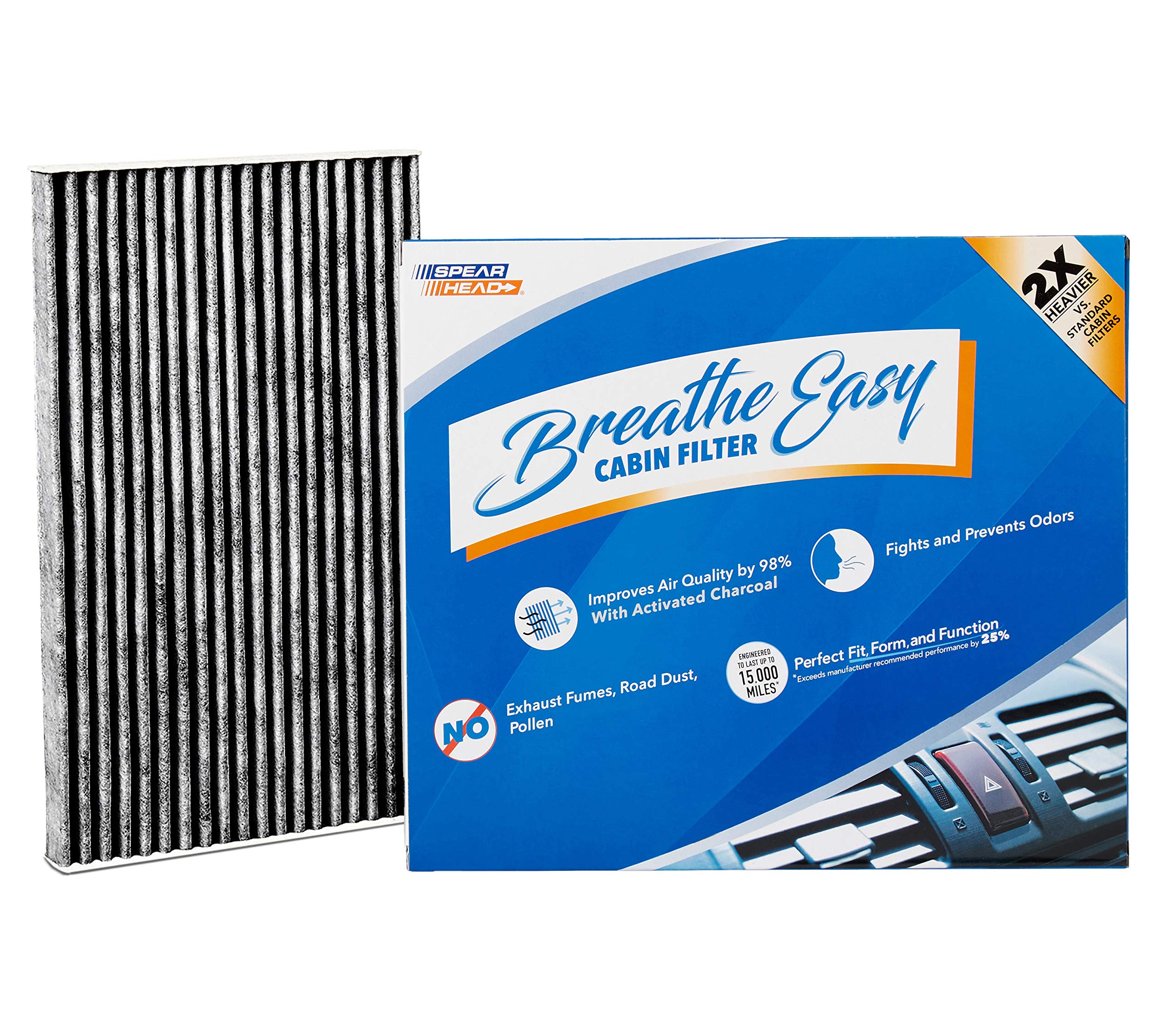 Spearhead Odor Defense Breathe Easy Ac & Heater Cabin Filter | Fits 09-14 Cube, 11-17 Juke, 11-24 Leaf, 13-19 Sentra Like Oem | Up To 25% Longer Lasting W/Activated Carbon (Be-177)