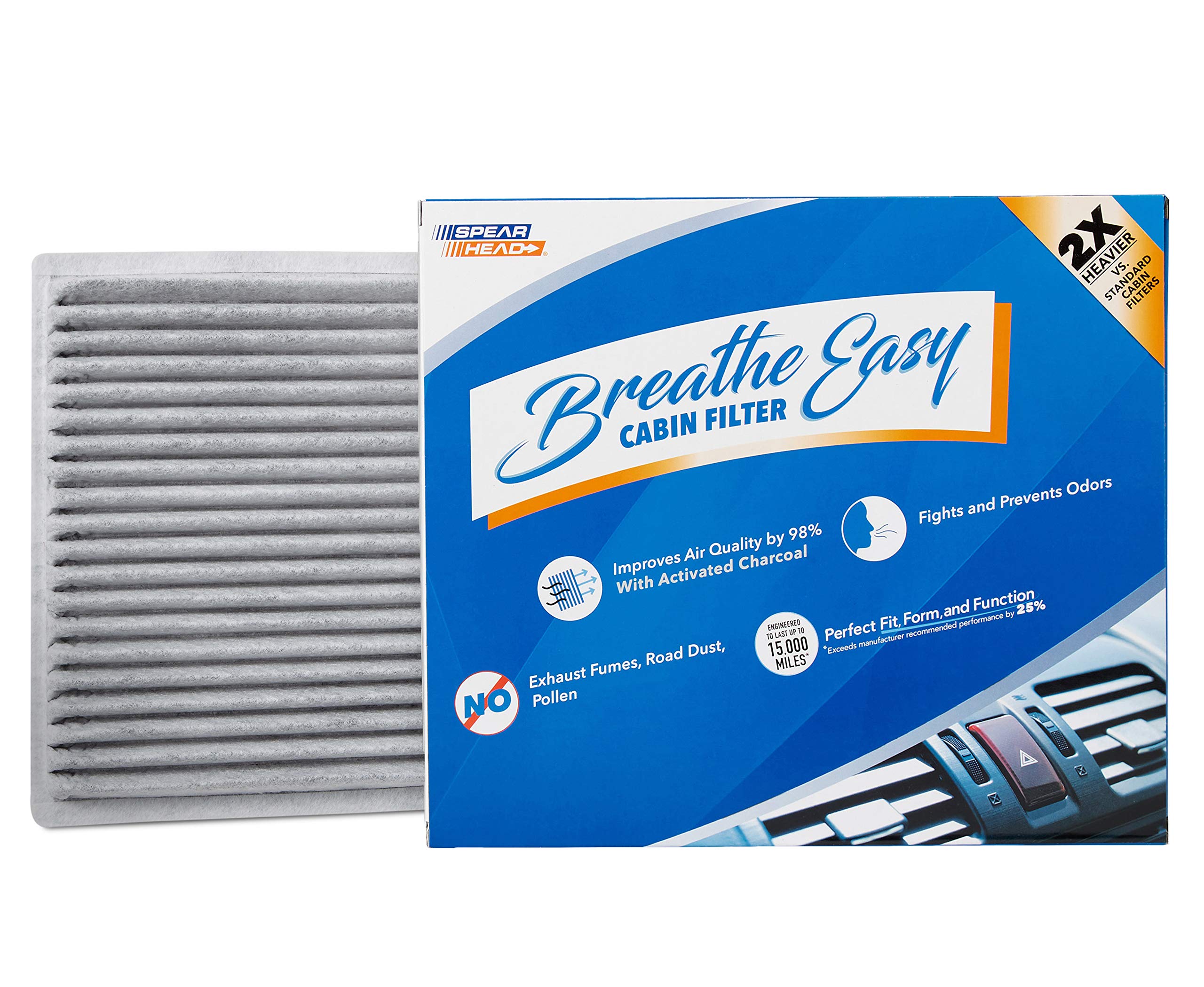 Spearhead Odor Defense Breathe Easy Ac & Heater Cabin Filter, Fits Like Oem, Up To 25% Longer Lasting W/Activated Carbon (Be-846A)