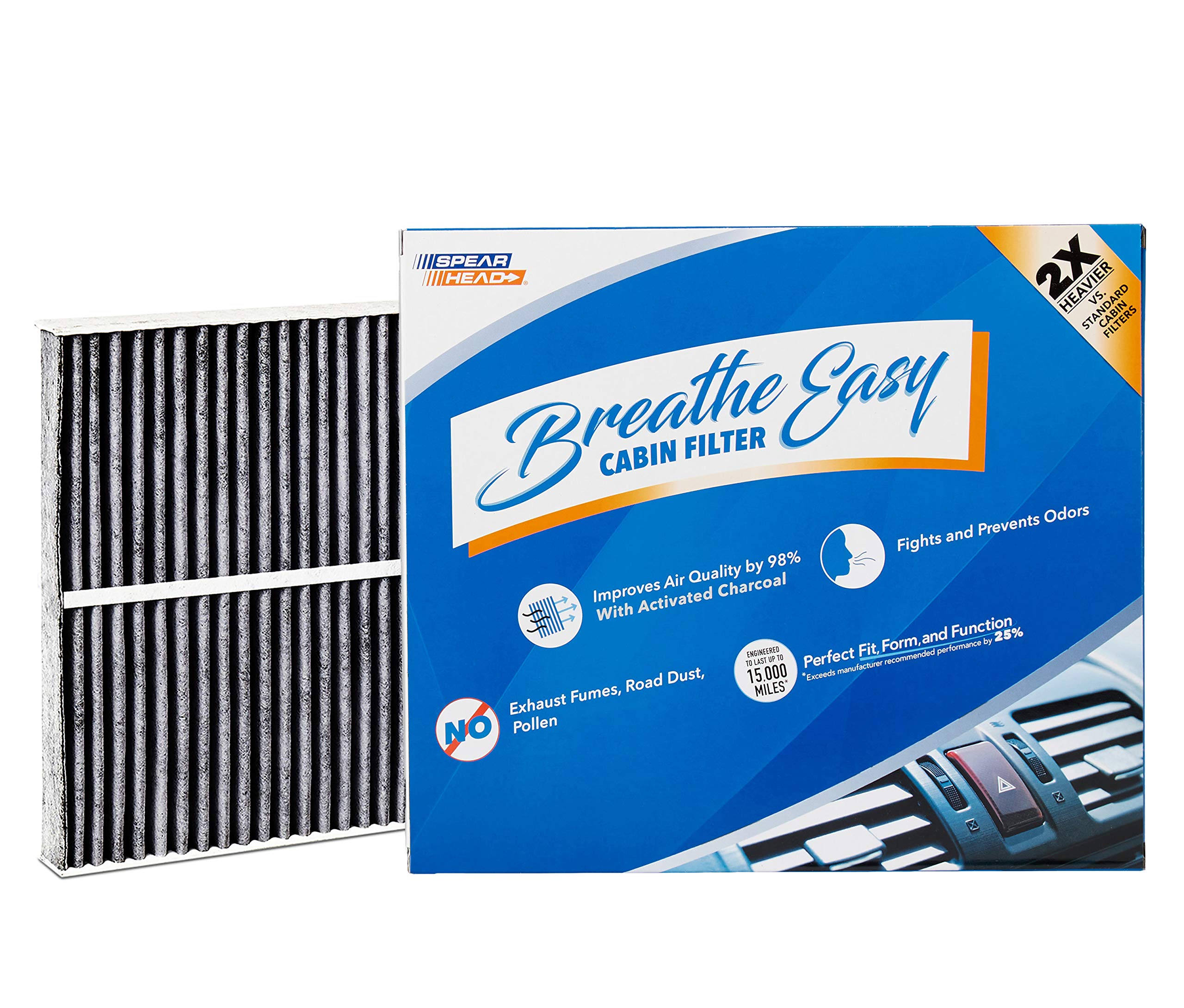 Spearhead Odor Defense Breathe Easy Ac & Heater Cabin Filter, Fits Like Oem, Up To 25% Longer Lasting W/Activated Carbon (Be-743)