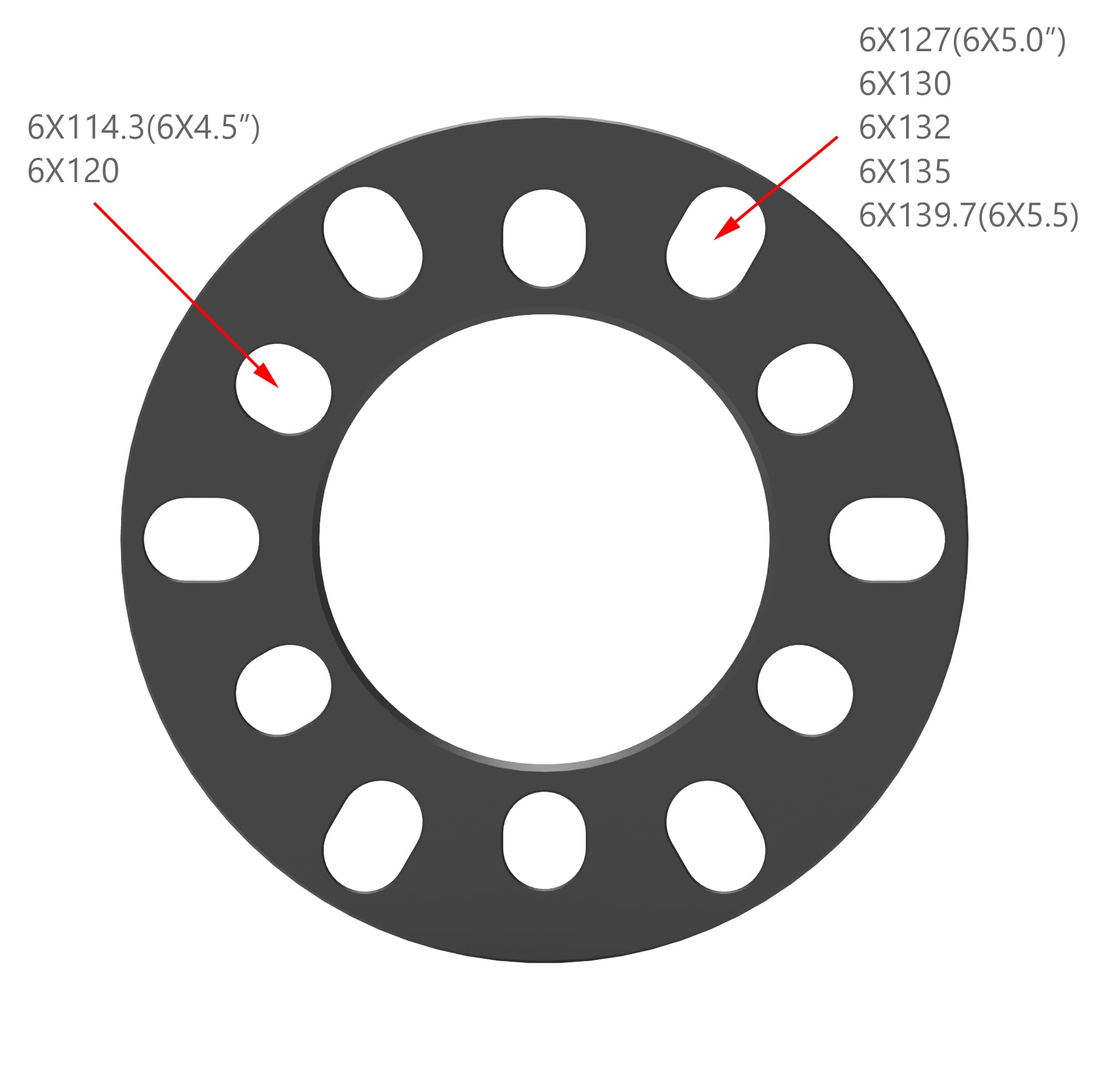 Wheel Connect Wheel Spacer, 12Mm Thickness(1/2Inch), Fit 6 Lugs Pattern 6X114.3, 6X120, 6X127, 6X130, 6X132, 6X135, 6X139.7,Forg