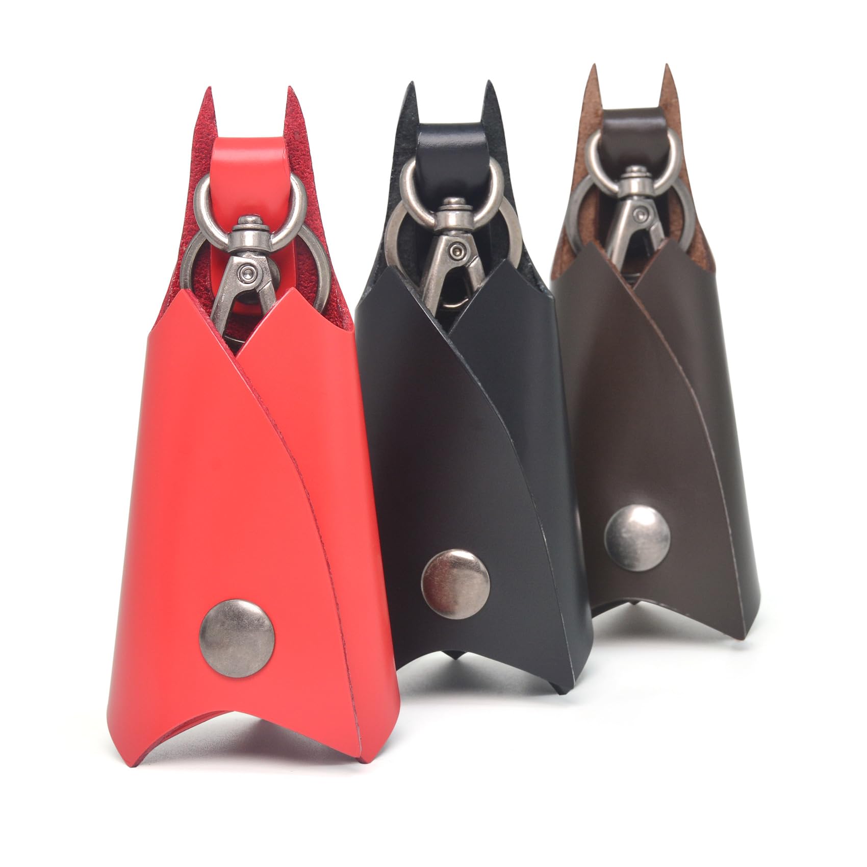 CAILLU KeyChain Leather Bat Shape for men gifts and women Car key fob case,Leather fashion pop keys ring cover holder (Dark brow