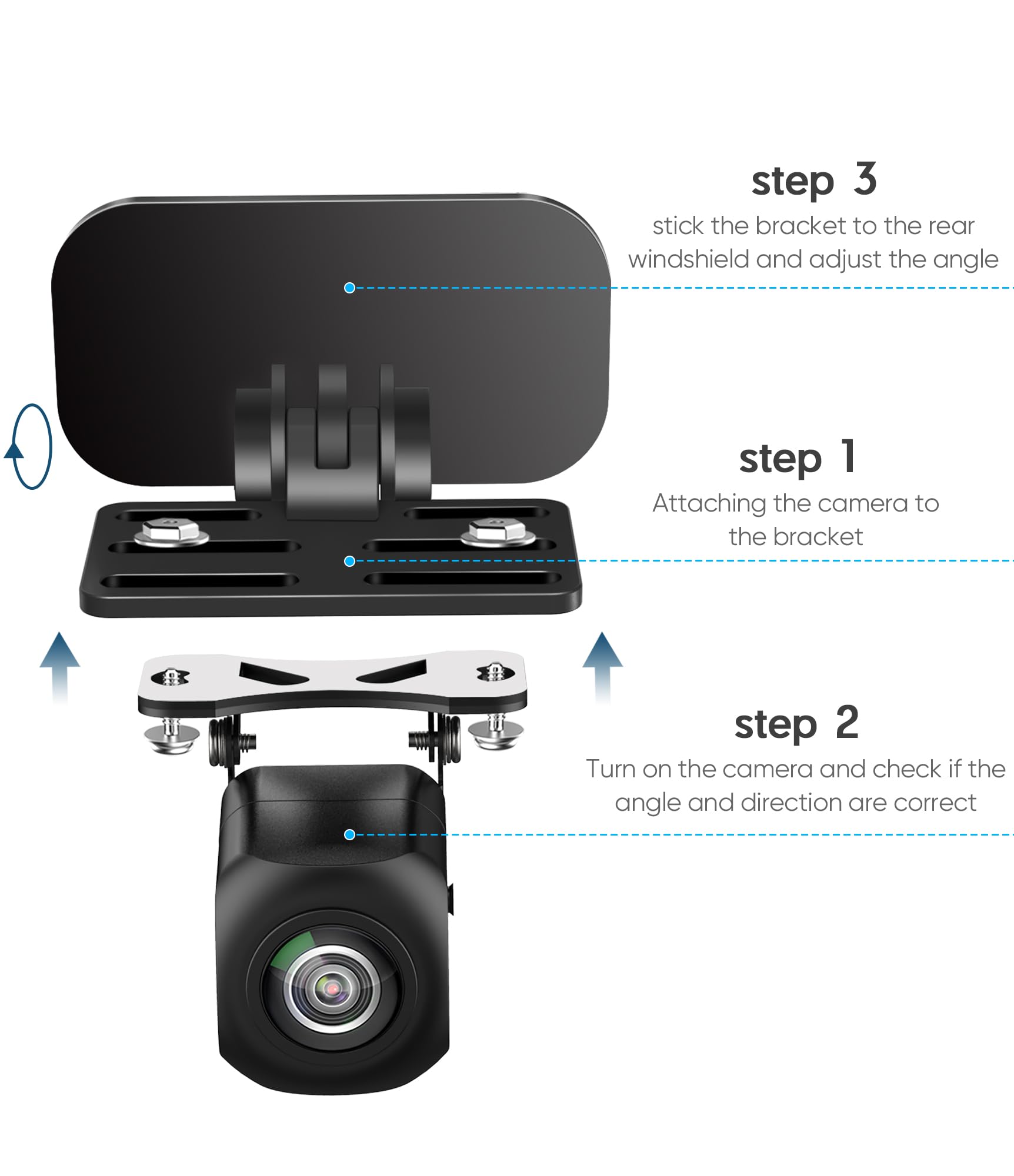 Pixelman Universal Rear Camera Mount,(Adhesive-2Pcs) Backup Camera Bracket Rear Dash Cam Windshield Mount, Car Rear Camera Backu