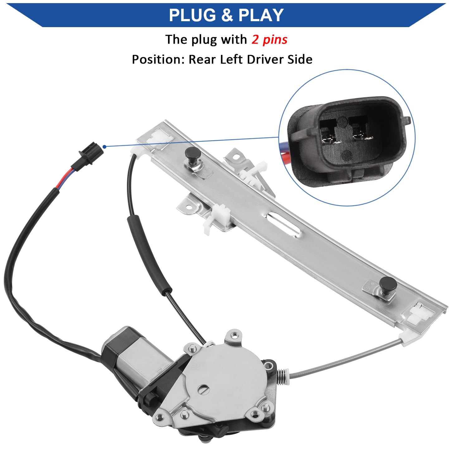 Obaee 751-712 Rear Left Driver Side Power Window Regulator with Motor Compatible with Ford Escape 2008-2012, Mercury Mariner, Ma