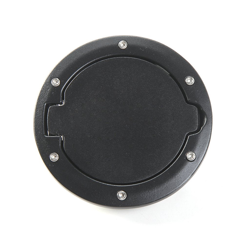 JeCar Aluminum Gas Cap Fuel Filler Door Cover for Jeep Wrangler 2007-2018 JK & Unlimited Accessories (Black)