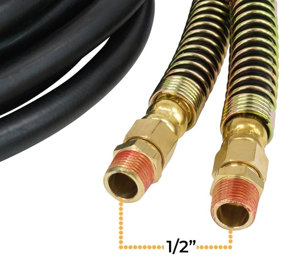 Mytee Products 12 Ft Air Line Hose Assemblies With Flexible Grips & 1/2'' Npt Fittings - (Set Of 2) - Air Line Hose Straight Lea