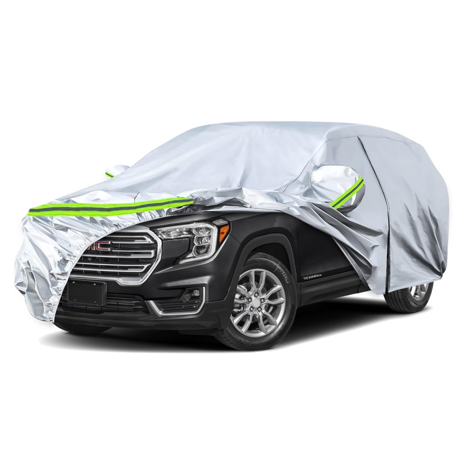 Waterproof Car Covers Replace For 2010-2025 Gmc Terrain, 6 Layers Silver All Weather Custom-Fit Car Cover With Zipper Door & Win