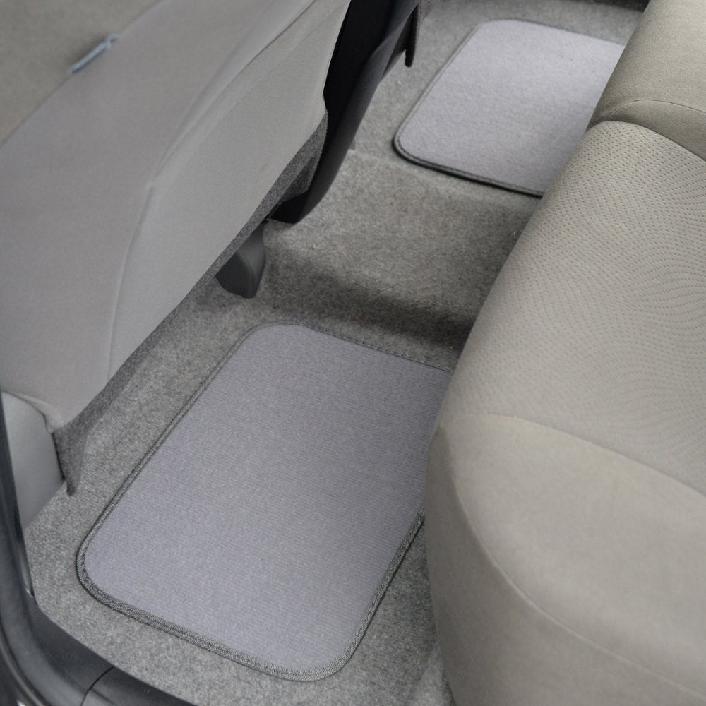 Bdk Premium 4Pc Set Of Carpet Car Floor Mats With Vinyl Safety Heel Pad For Car, Truck, Suv, Coupe Sedan, Light Gray (Mt-100-Lg)