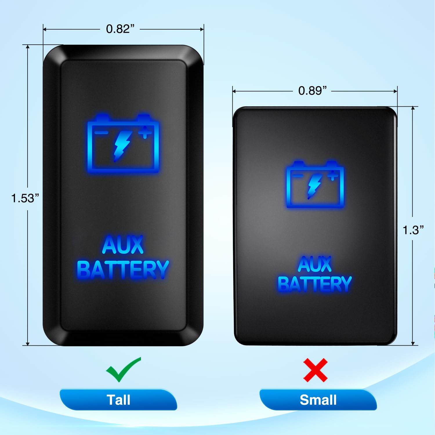 Nilight Aux Battery Push Button Switch 12V On Off Switches With Connector Wire Kit 1.54'' X 0.83'' Replacement For Toyota Fj Cru
