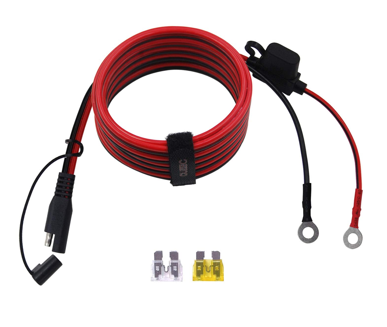 Cuzec 6Ft/1.83M 14Awg Ring Terminal To Sae Harness Quick Connect/Disconnect Assembly, 20A Fuse