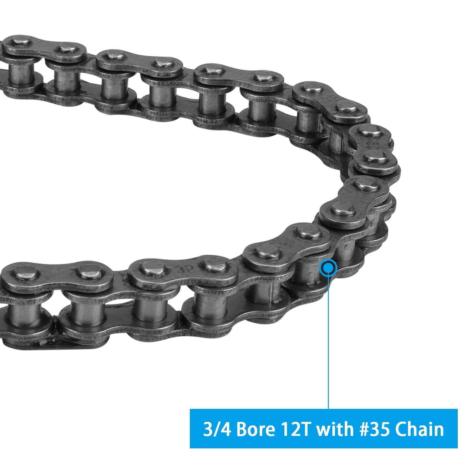 Youxmoto Go Kart Clutch 3/4' Bore 12T With #35 Chain, 12 Tooth Centrifugal Clutch And Chain For Go Kart Mini Bike/For Honda Cloned Engines Gc160, Gc190, Gx120, Gx140, Gx160, Gx200-2-6.5Hp, 3/4' Shaft