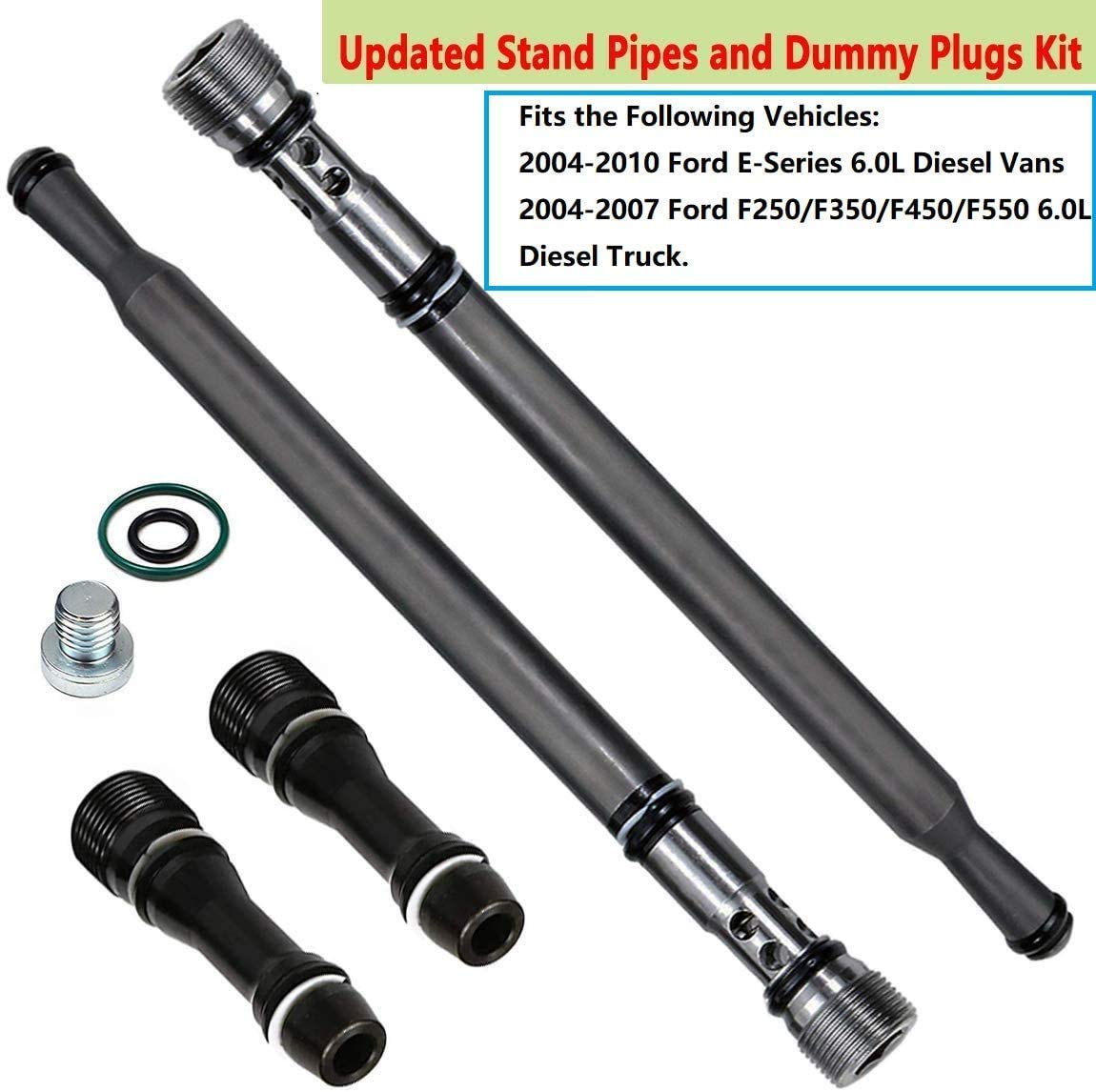 6E7Z-9A332-B fit for Ford Fuel Supply Tube,Stand Pipe & Dummy Plug Kit Replacement for 2004-2010 Ford 6.0L Powerstroke E/F-Serie
