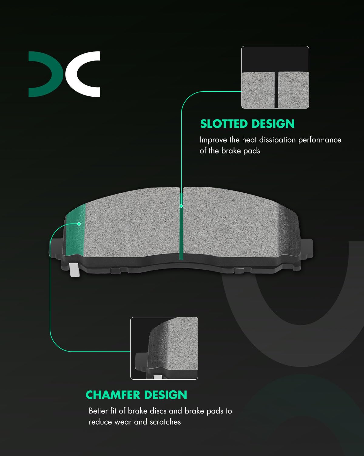 Scitoo Disc Brake Pad Set Front Semi-Metal Rear Ceramic 8Pcs W/Hardware Fit For Chrysler For Grand Caravan 2021-2023,For Chrysle