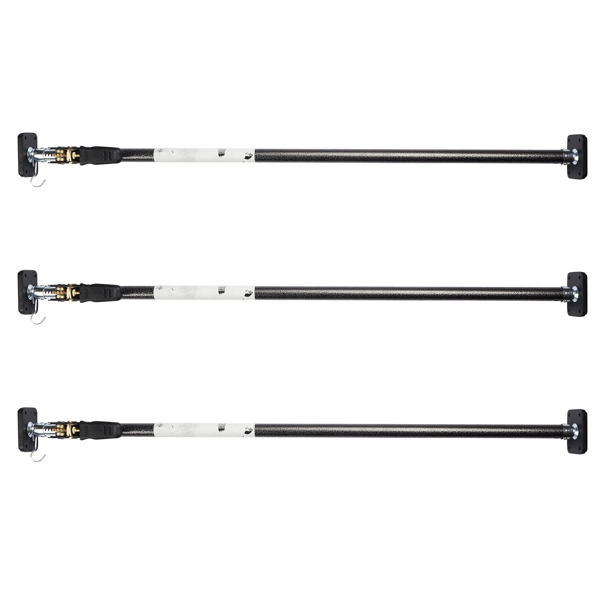 Keeper - Ratcheting Cargo Bar - Black/Silver, Adjustable From 40''-70'' - 3 Pack