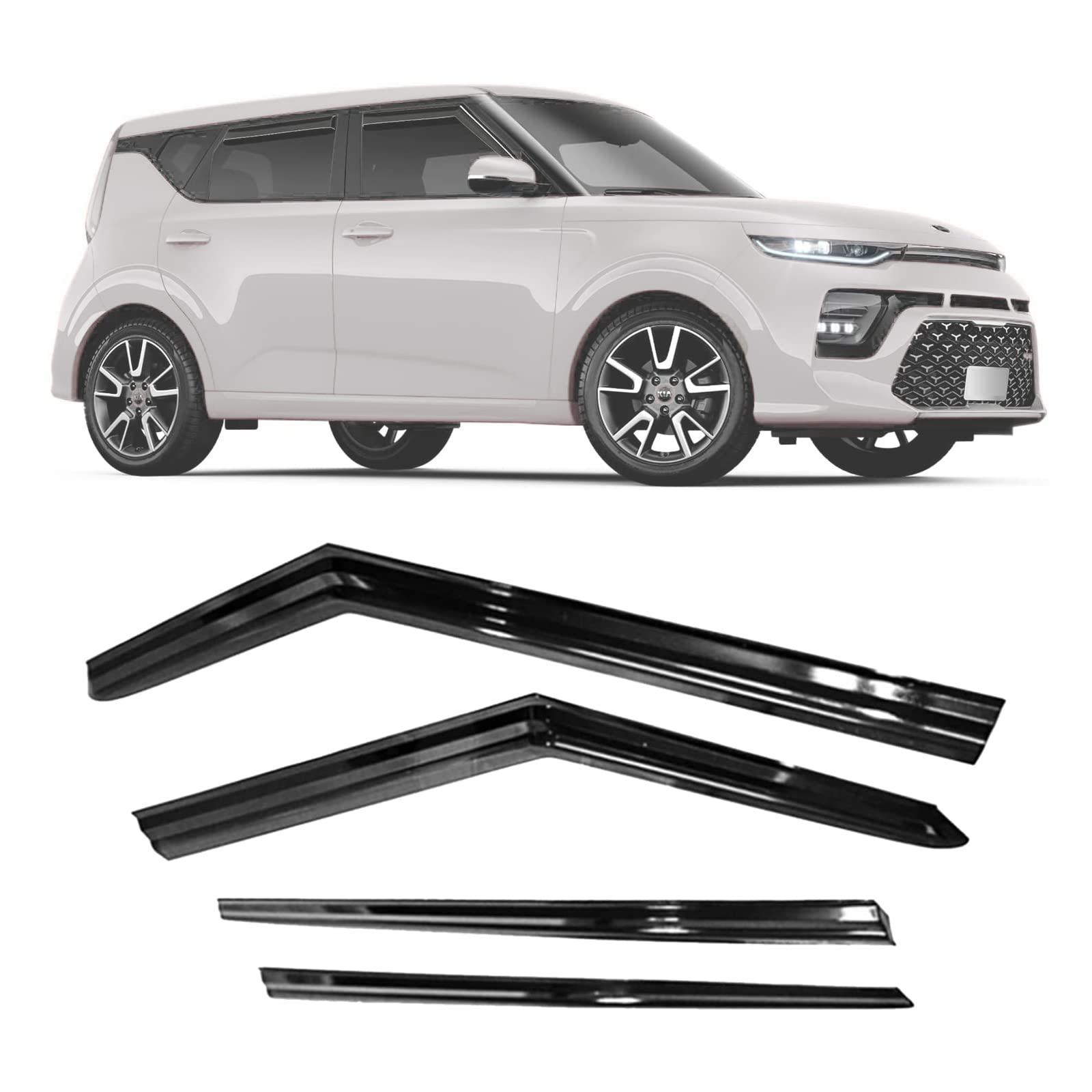 Zzdsnj Tape-On Windows Visor 4-Piece For 2020-2023 Kia Soul Rain Guards Shield Shade Smoke