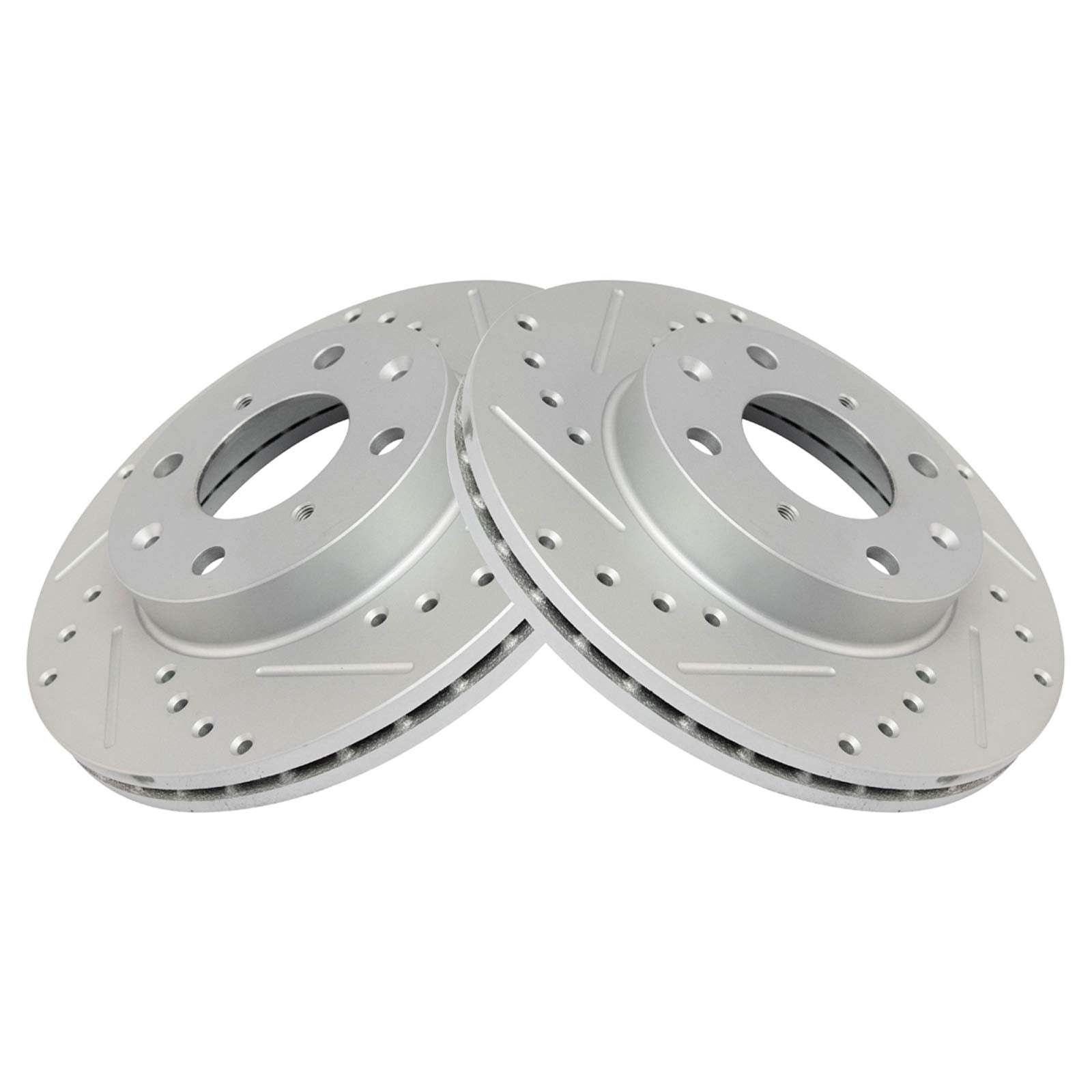 Trq Front Performance Brake Rotors Set Premium G-Coated Cross Drilled & Slotted Compatible With 1990-2000 Honda Civic 1993-1997