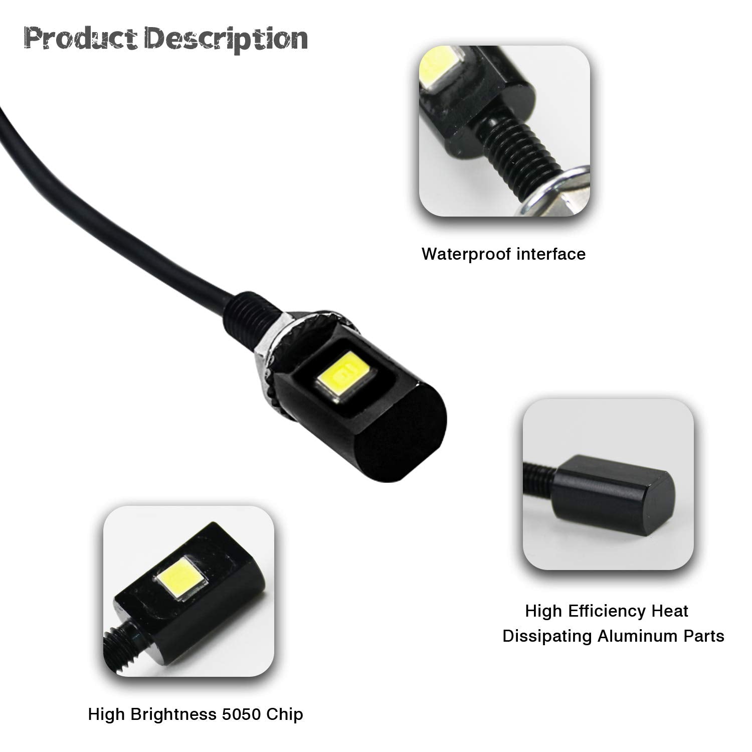 LivTee Super Bright License Plate Light, Waterproof Aluminum Holder, 12V, 2PCS, Xenon White