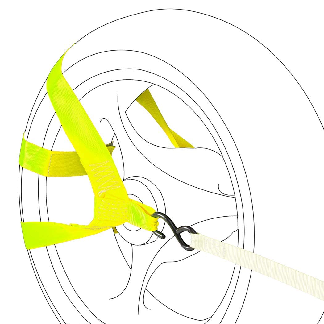 Moto4U Universal Motorcycle Rear Wheel Tie Down Strap (Fluorescent Green)