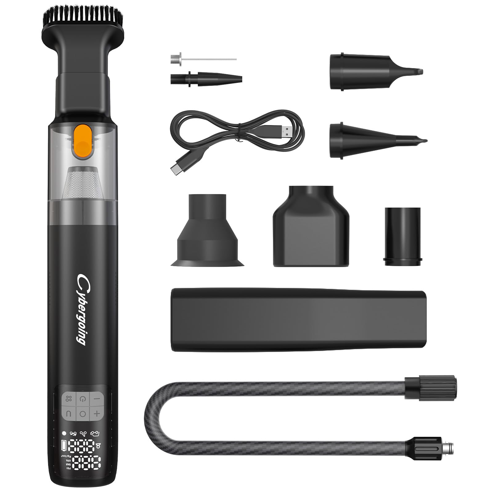CYBERGOING Tire Inflator Portable Air Compressor 150 PSI & Handheld Car Vacuum Cordless 12000Pa, 2 in 1 Rechargeable Hand Vacuum