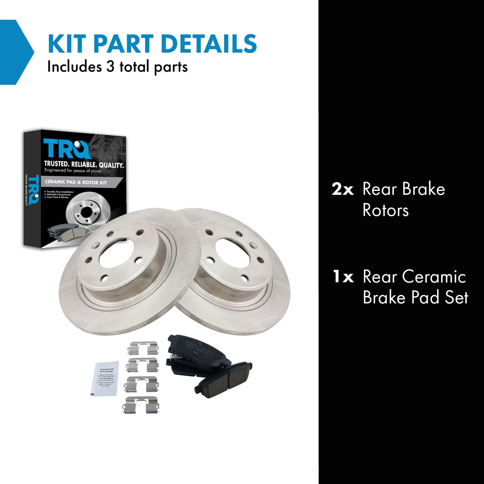 Trq Rear Brake Pad & Rotor Kit Brake Pads Brake Rotor Ceramic Compatible With 2016-2019 Buick Cascada 2012-2017 Verano 2014-2015