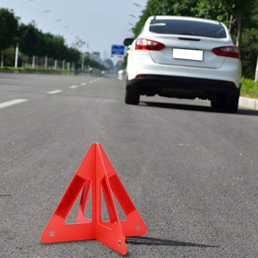 Qiilu Duokon Triangle Warning Sign, Portable Car Emergency Breakdown Reflective Warning Safety Road Stop Sign