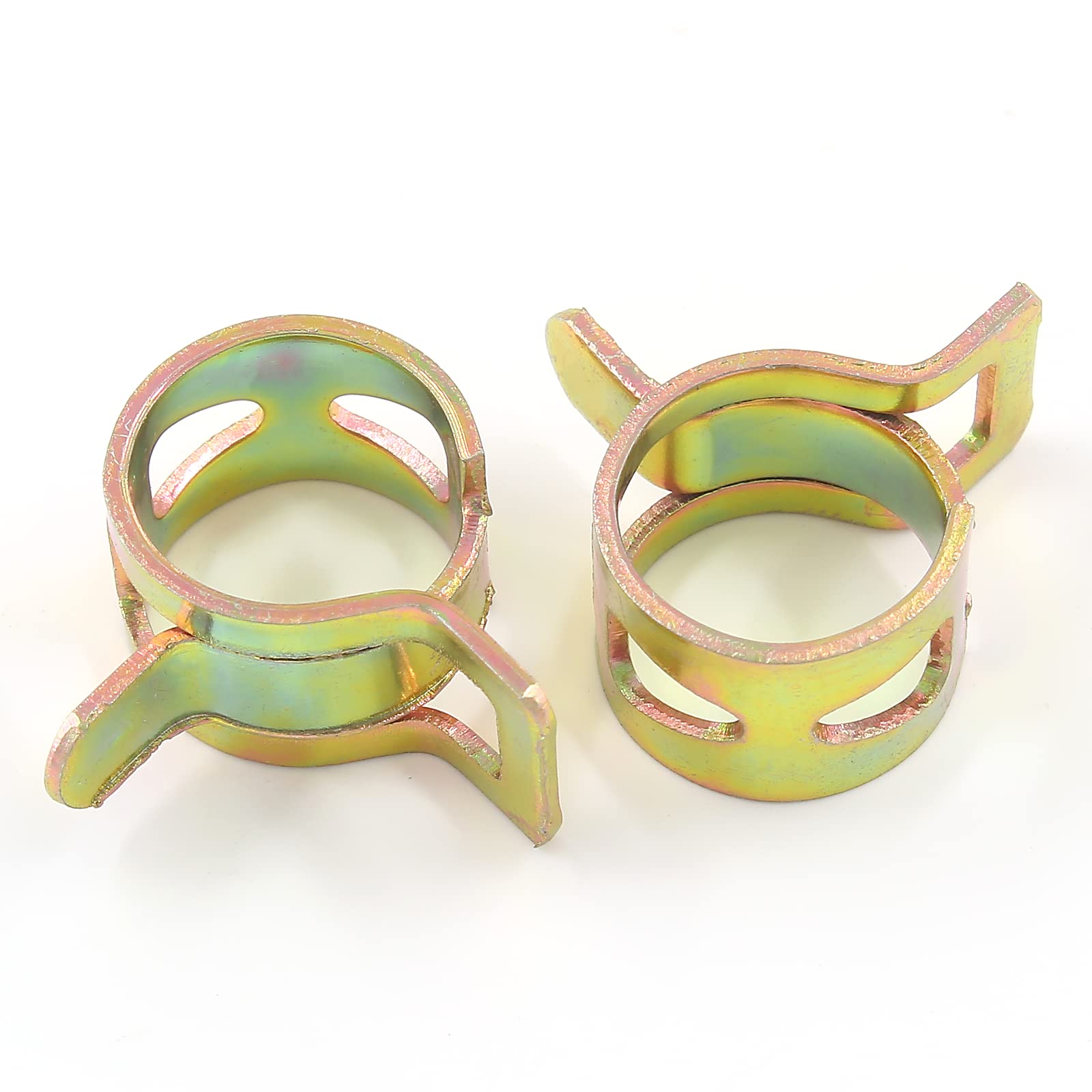 Rierdge 60 Pcs 10Mm Id Spring Band Type Clamps, 3/8'' Fuel Hose Clamps Fasteners, Golden Spring Hose Clip For Fuel Hose Line Wat