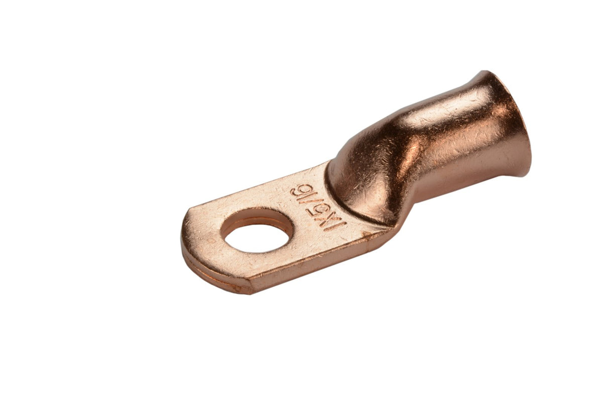 Temco Bare Copper Welding Battery Cable Ends, Lugs Terminal 1 Awg 5/16'' Hole (6 Awg To 1/0 Awg Options Available)