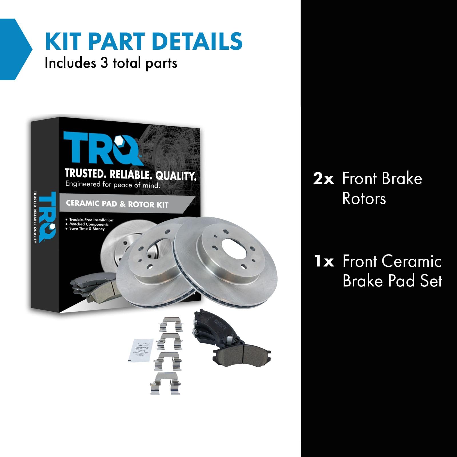 Trq Front Brake Pad & Rotor Kit Brake Pads Brake Rotor Ceramic Compatible With 1991-1992 Saturn Sc 1993-2002 Sc1 Sc2 1991-2002 S