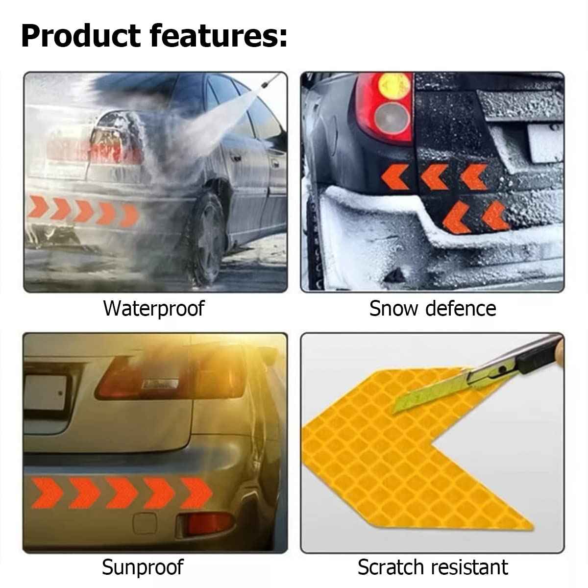 Auceli 20Pcs Car Arrow Reflective Stickers, Waterproof Vehicle Safety Warning Sign Decal For Rear Bumper Body Trunk, Universal Self Adhesive High Intensity Night Visibility Reflective Film (Red)