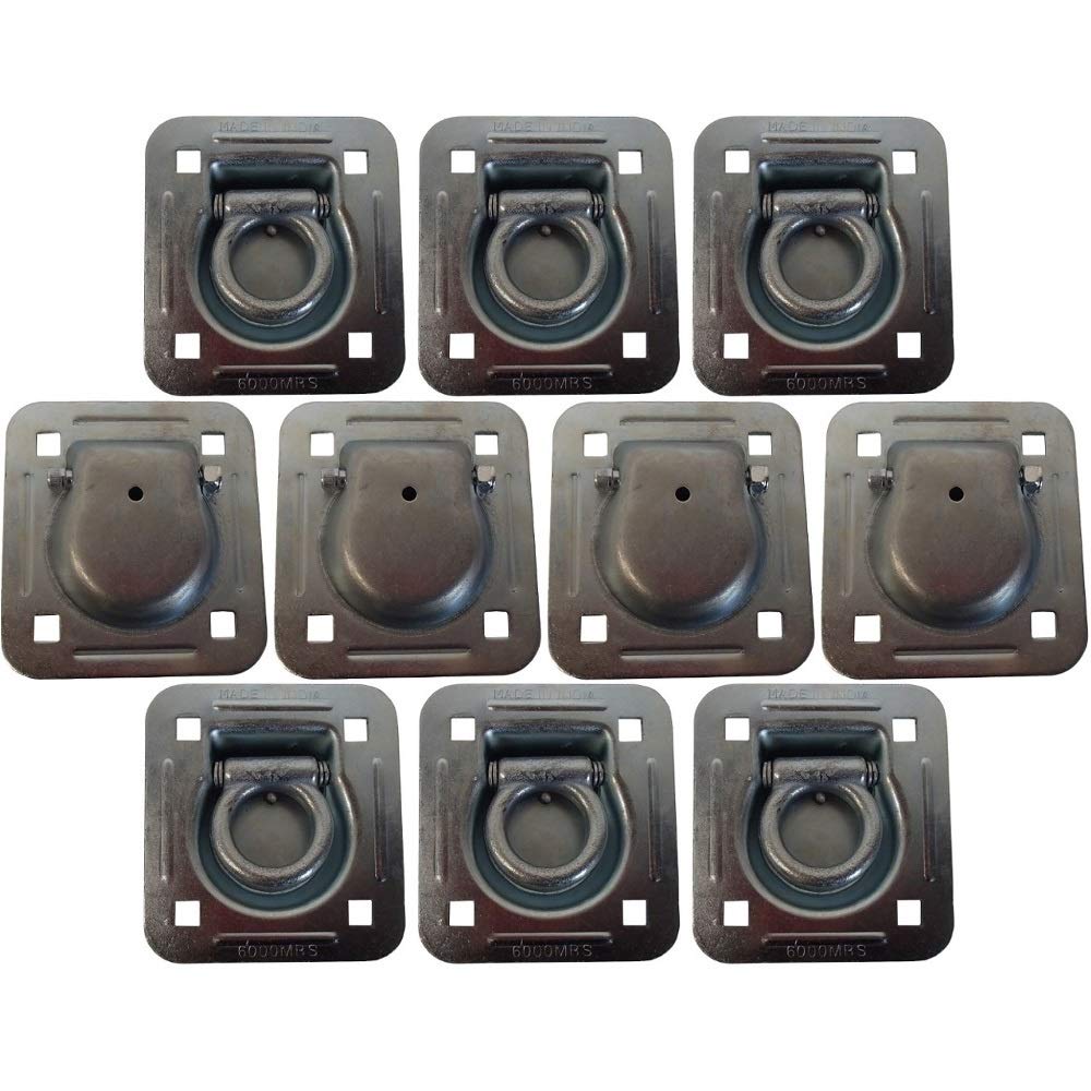 RAParts 10 pk Flush Mount Recessed Ring Trailer Cargo Tie Down Control D-Rings 6000 lbs.