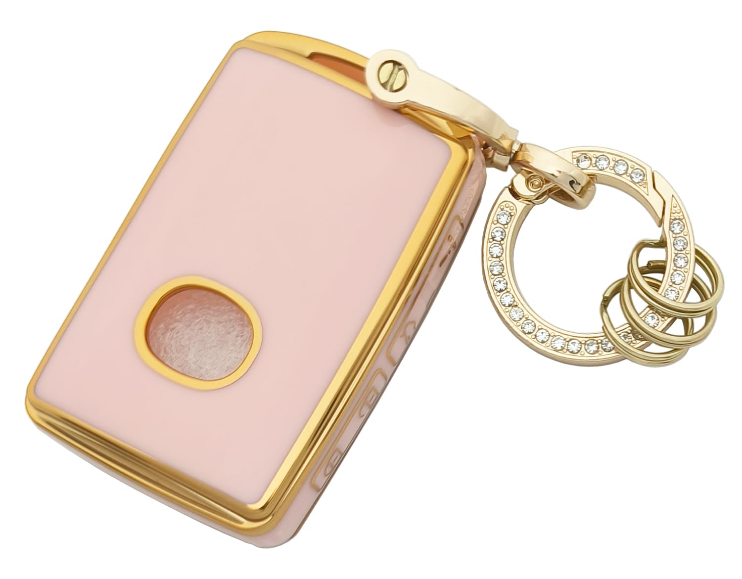 Chyoekey Key Fob Cover Case Shell Keychain For Mazda 2019-2024 Hatchback 2020-2024 Cx-5 Cx-30 Cx-9 Key Fob(Pink)
