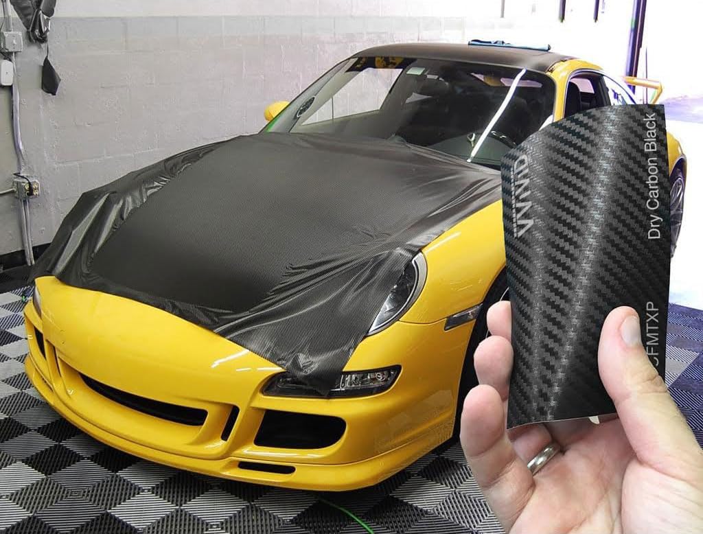 Vvivid Xpo Black Carbon Fiber 5 Feet X 9 Feet Car Wrap Vinyl Roll With Air Release Technology