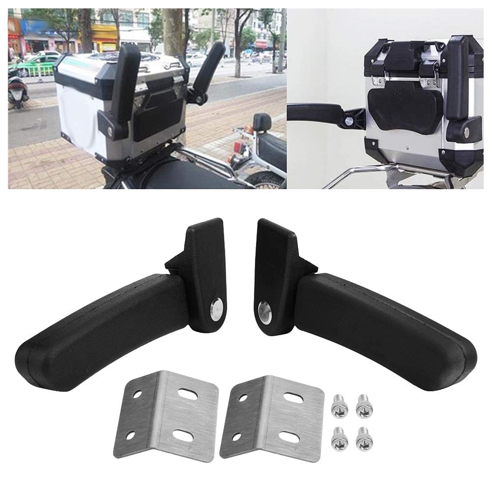 Abs Plastic Motorcycle Passenger Rear Seat Armrest 2Pcs Motorcycle Passenger Rear Folding Top Case Box Rear Seat Armrest Kit Black