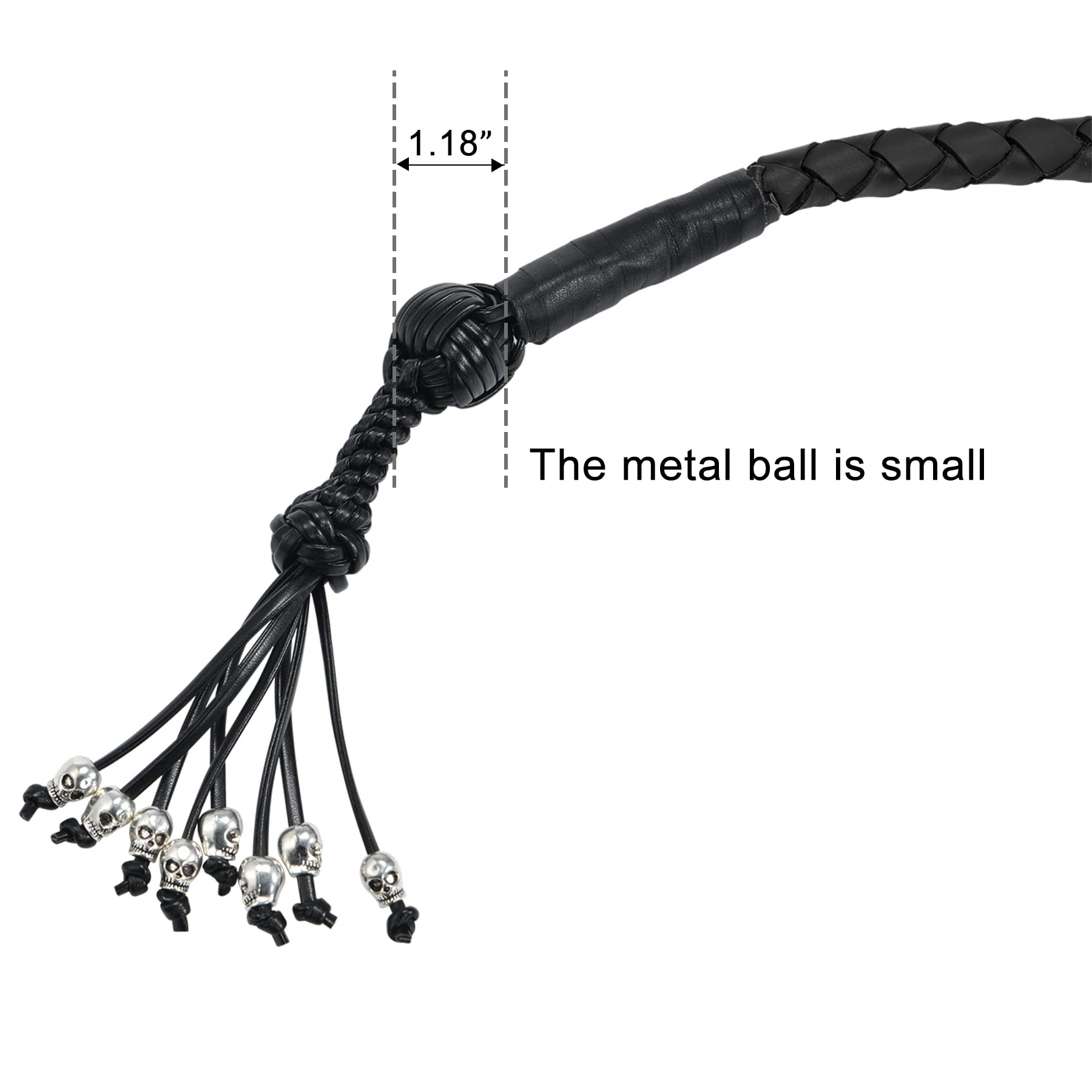 Dream Apparel 36&quot; Motorcycle Get Back Whip Genuine Leather Biker Whip for Handlebar, Motorcycle Whip with Fringes and Skulls, Black and Orange