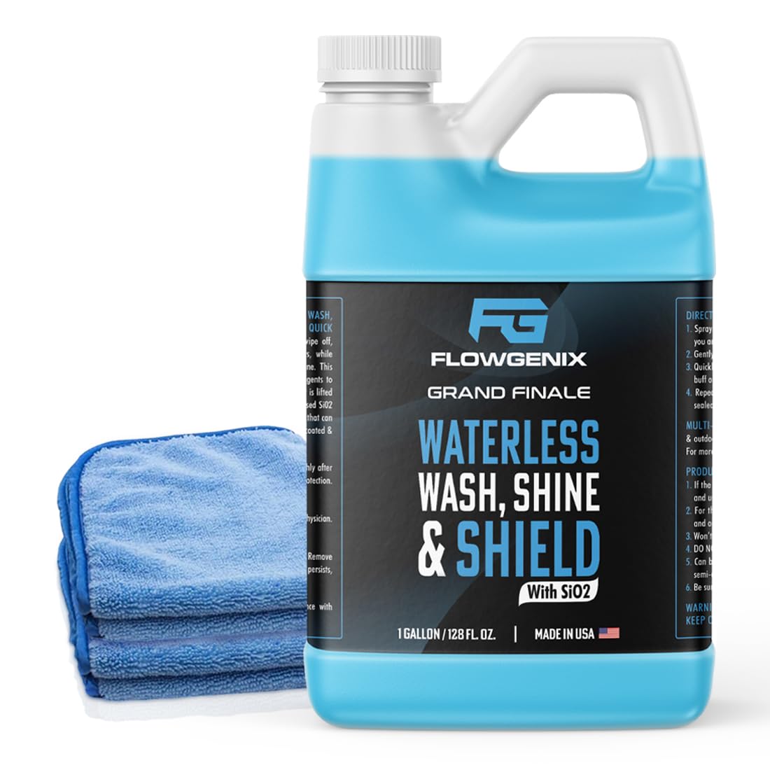 Flowgenix Waterless Car Wash Spray - Grand Finale - Motorcycle Cleaner & Car Wax Spray Polish (1 Gal Or 128 Oz) - Ceramic Coatin