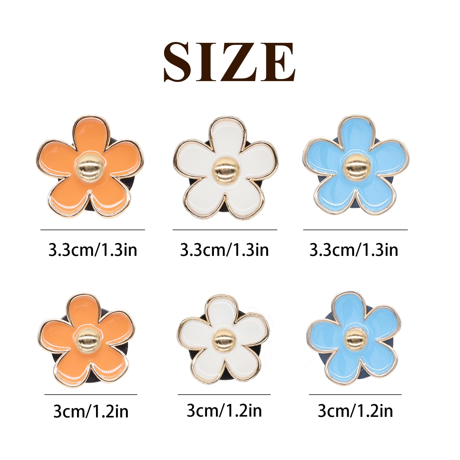 Oriesse 6Pcs Flowers Car Air Freshener Vent Clips,Blue Orange White Daisy Air Vent Clip Car Accessories For Women,3.3Cm/3Cm Flow