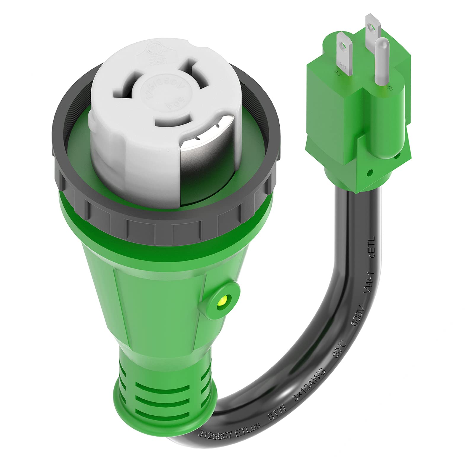 Rvguard 50 Amp To 110 Volt Rv Adapter Cord With Locking Connector 12 Inch, Nema 5-15P To Nema Ss2-50R Electrical Power Adapter W