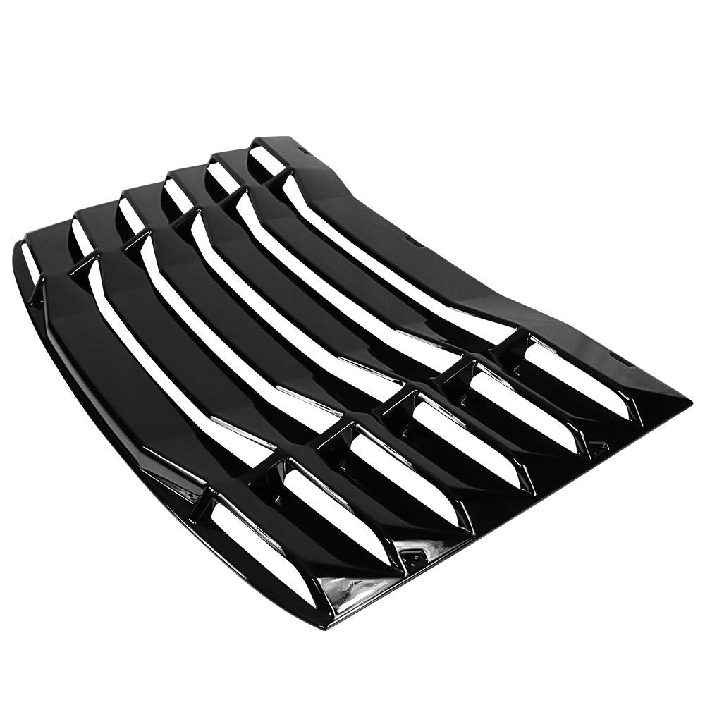 Ikon Motorsports Rear Window Louver Compatible With 2016-2024 Chevy Camaro Coupe 2-Door, Ikon Style Abs Gloss Black Back Windshield Sun Shade Cover Vent