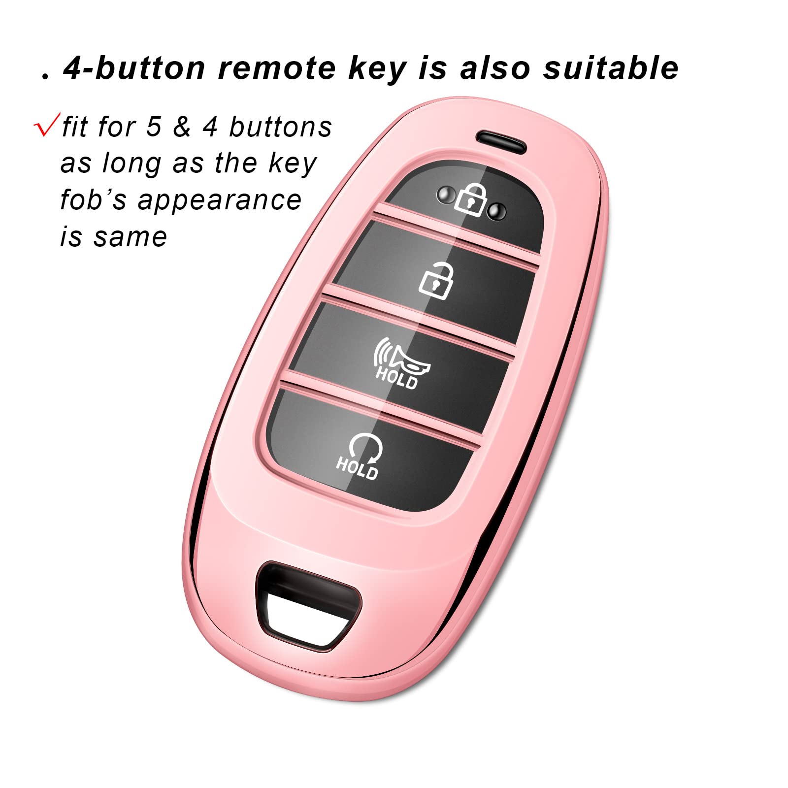 Tengare Car Key Fob Cover Compatible With Hyundai Key Case Pink Protector Keychain Holder