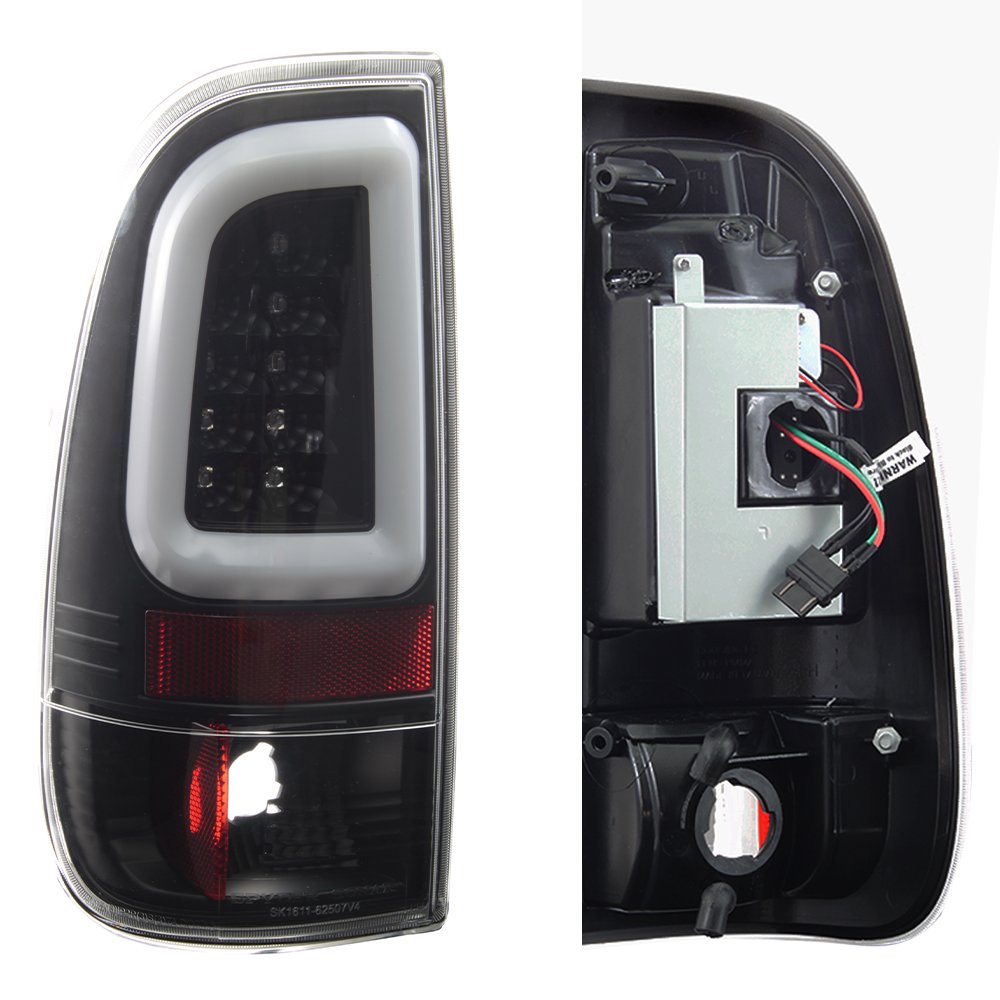 Akkon - For 1997-2003 Ford F150 99-07 F250 F350 F450 F550 Superduty Led Tube Black Tail Brake Lamps Left+Right Side Pair