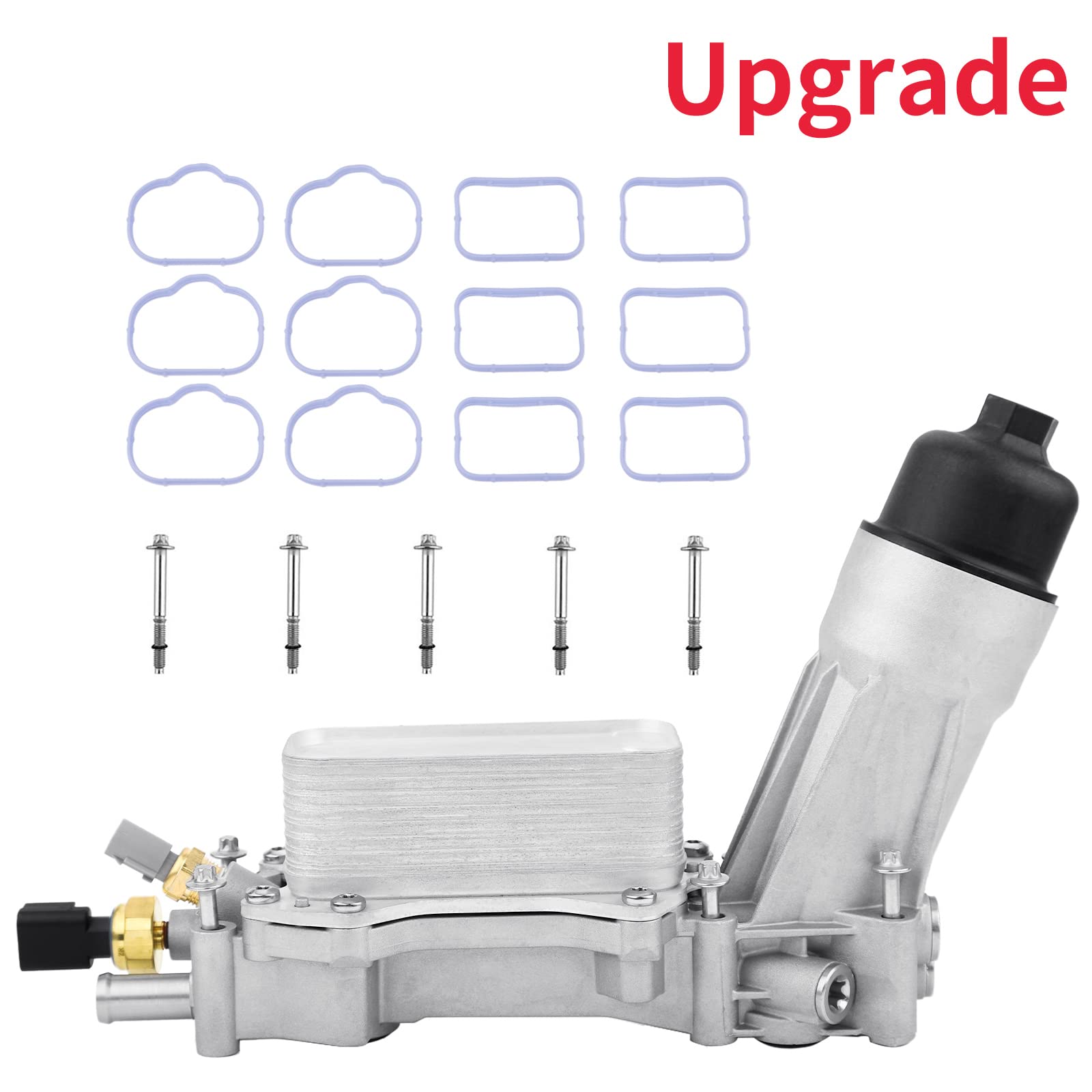Aluminum Engine Oil Cooler 926-876 With Oil Filter Gaskets Sensor Adapter Upgrade Fit For 2011-2016 Chrysler 200,300,Dodge Charger,Cherokee,Wrangler,Promaster 3.6L V6 | 926-959, 5184304Ae, 68105583Af