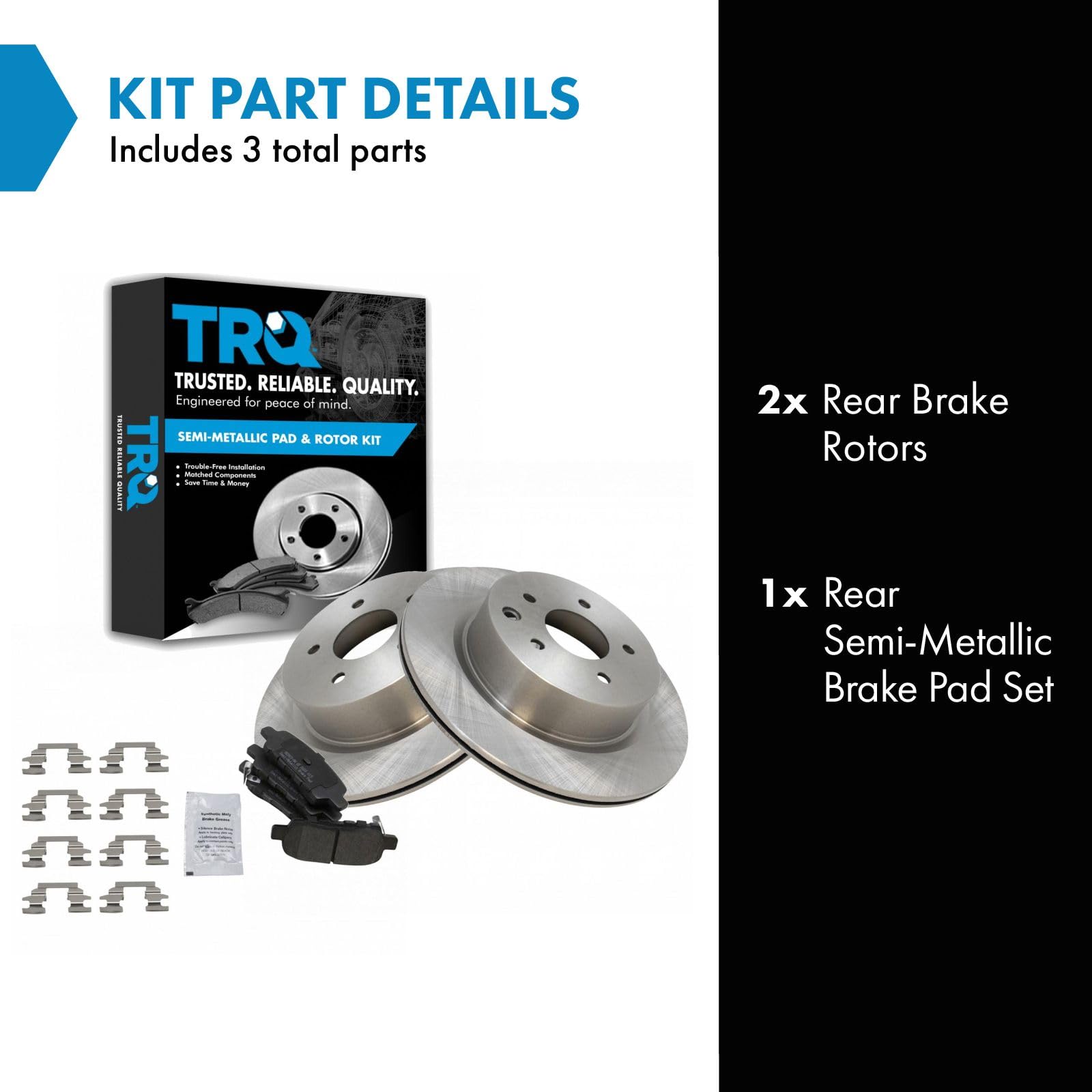 Trq Rear Brake Pad & Rotor Kit Semi-Metallic Compatible With 2013 Infiniti Ex37 2015 Q40 2014-2017 Qx50