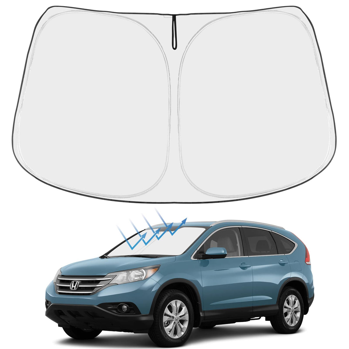 Proadsy 2025 Upgrade Windshield Sun Shade Custom Fit 2012-2016 Honda Crv 4-Layer Foldable Front Sunshade Protector Sun Visor Blo