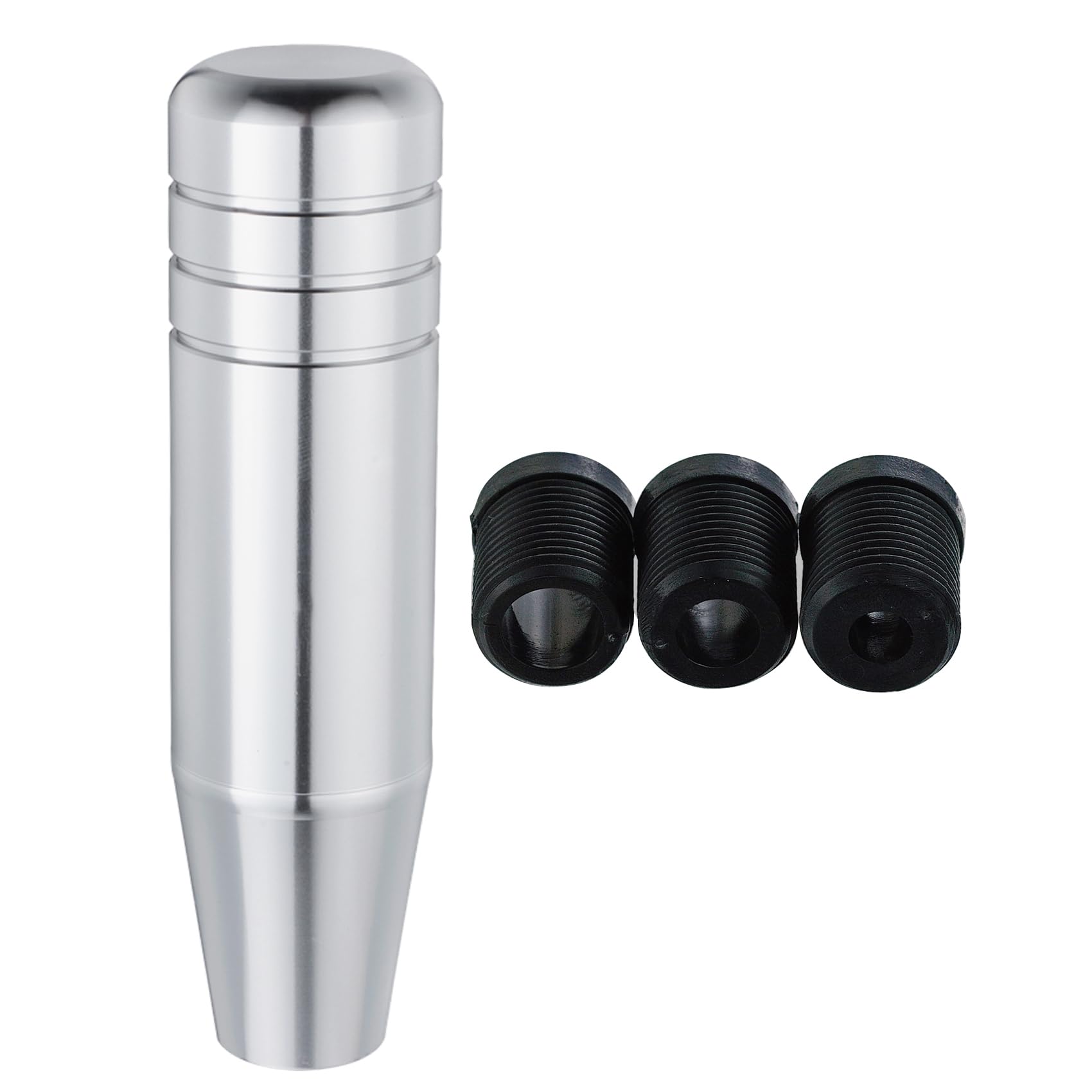 Abfer 5'' Heavy Weighted Shifter Knob, Aluminum Alloy Car Gear Lever Stick Shift Handle Fit Most Automatic Manual Vehicle (Silve