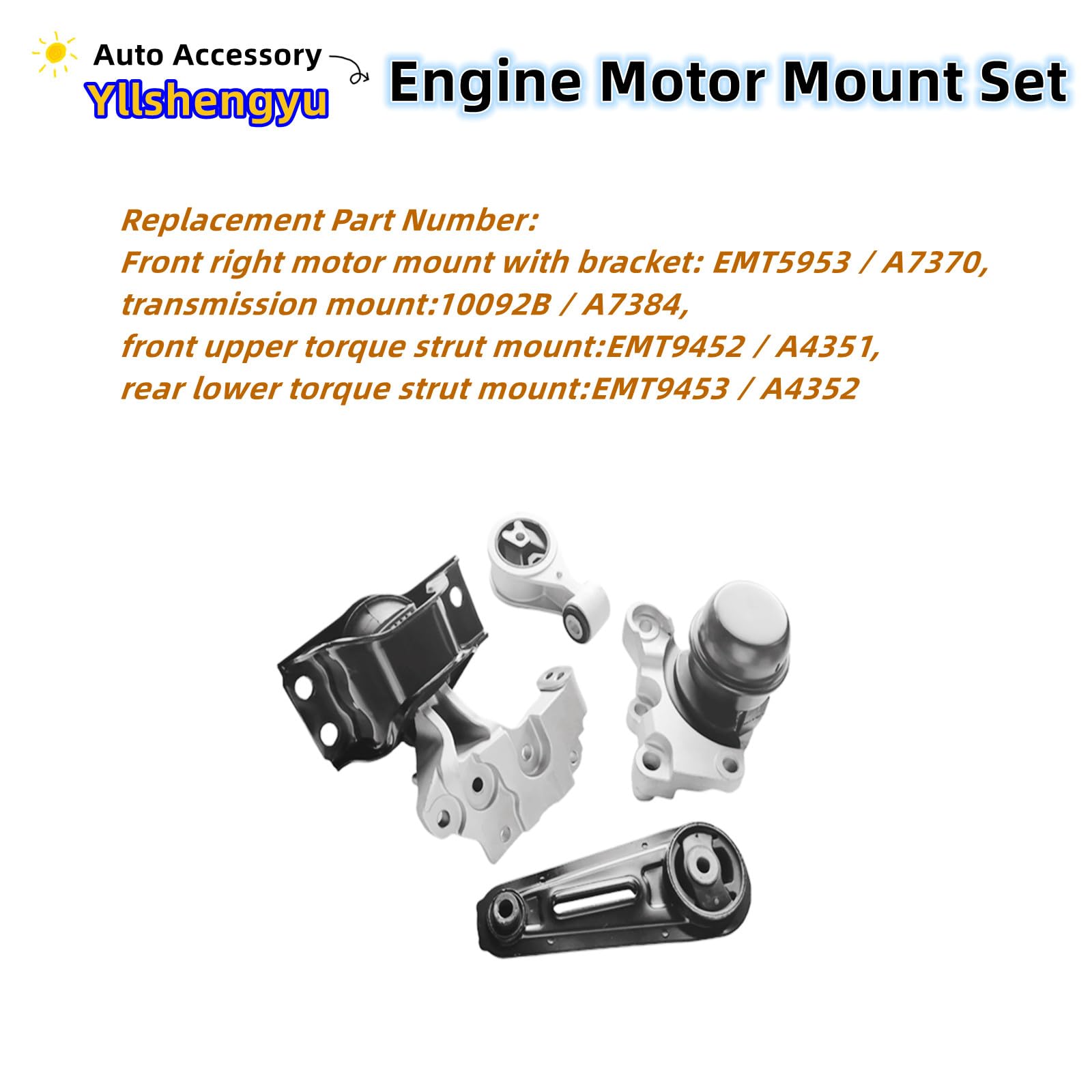 Yllshengyu 4Pcs Engine Motor Mount Kit Steel Compatible with Nissan Rogue 2008-2015 2.5L 2WD A7370 A7384 A4351 A