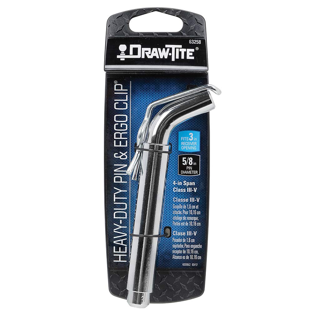 Draw-Tite 63258 Class V Trailer Hitch Pin And Clip - 5/8 Diameter For 3 Square Receiver Opening